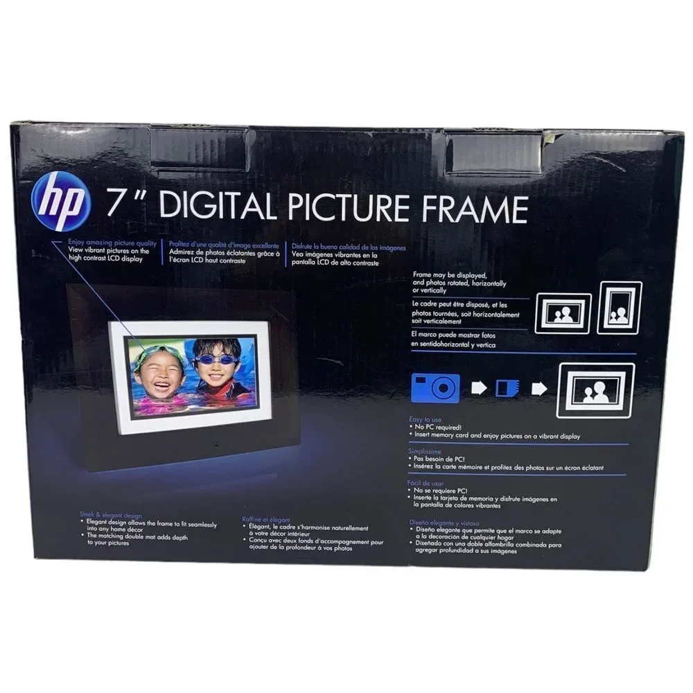 HP 7” Digital Picture Frame DF730V1 800 Pictures NEW Open Box Tested